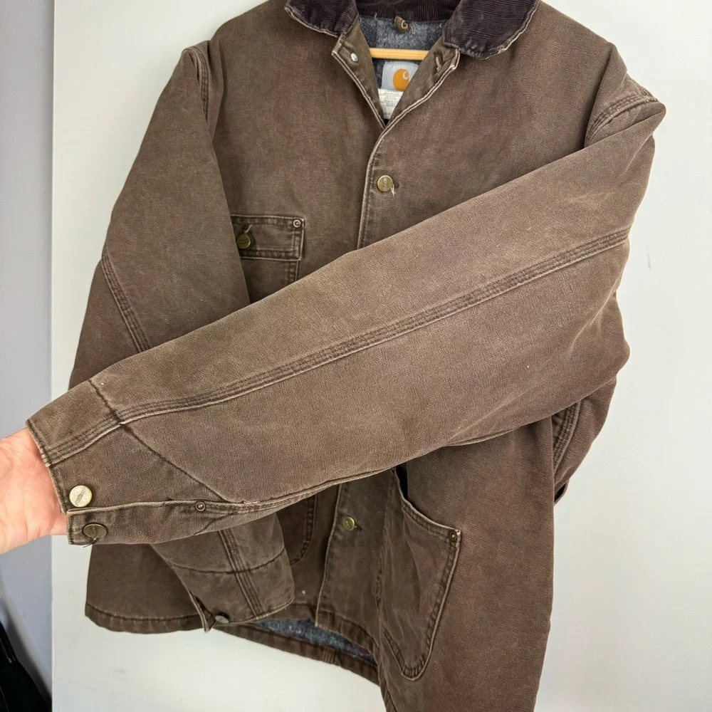 Vintage Carhartt Blanket Lined Chore Barn Jacket C02CHT Coat Brown Sz Large - Picture 12 of 16